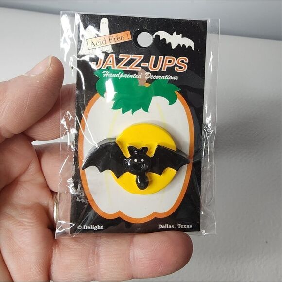Vintage Jazz-Ups Happy Halloween Boo! 2 Items A Bat And A Witch - Picture 3 of 9